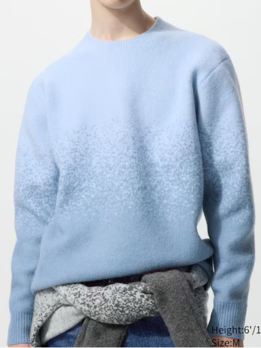 Uniqlo JW Anderson Unisex Souffle Yarn Gradient Sweater Blue Large Wool Crew